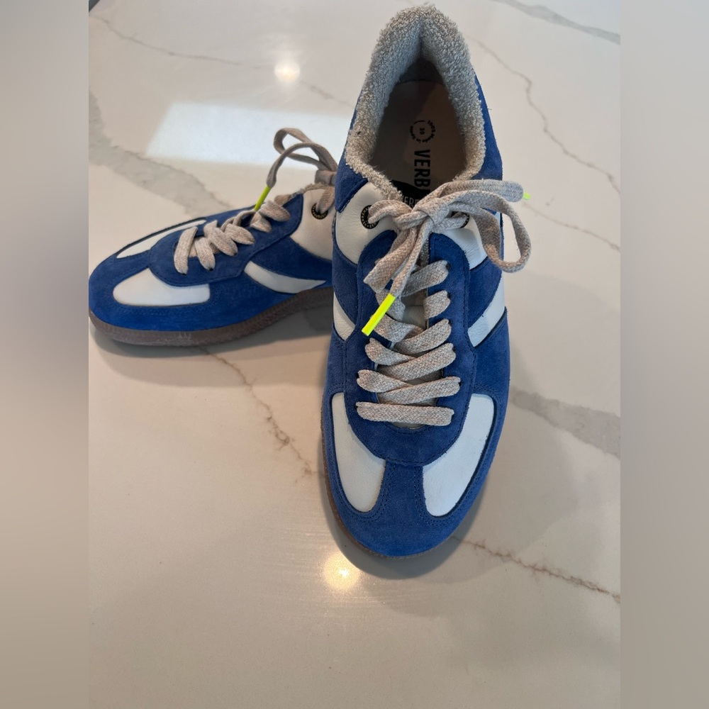 VERBENAS Soro leather & suede sneakers with terrycloth lining, blue size 8.5